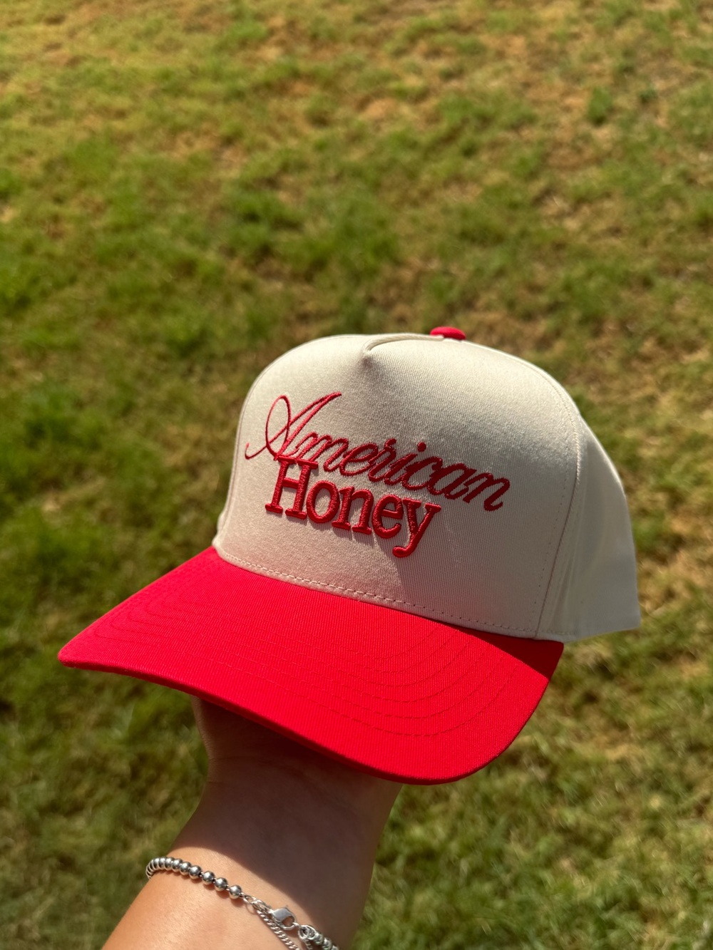 Embroidered “American Honey” Red Trucker Hat